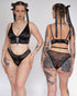 QUINN Black Satin Long Line Bralette